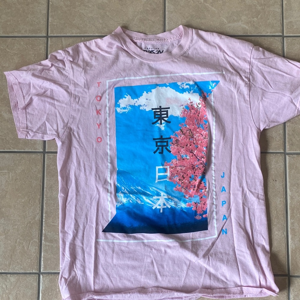 Pink Graphic T-Shirt with Tokyo Japan Design